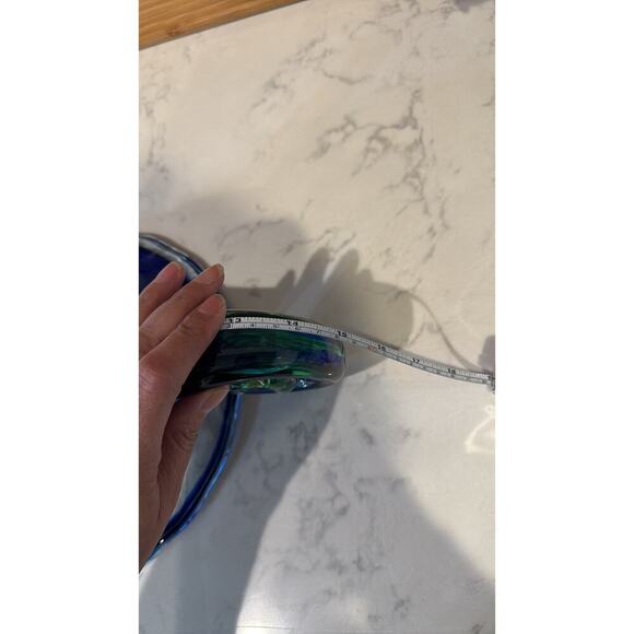 Vintage CORNUCOPIA cobalt Blue Hand Blown glass Unbranded mid century vase - Picture 8 of 10